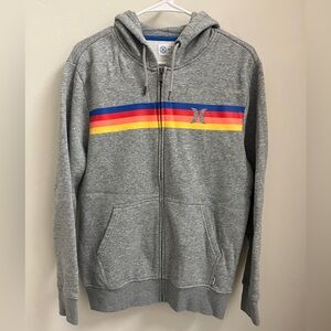 Hurley Gray Hoodie with Stripes Size Small